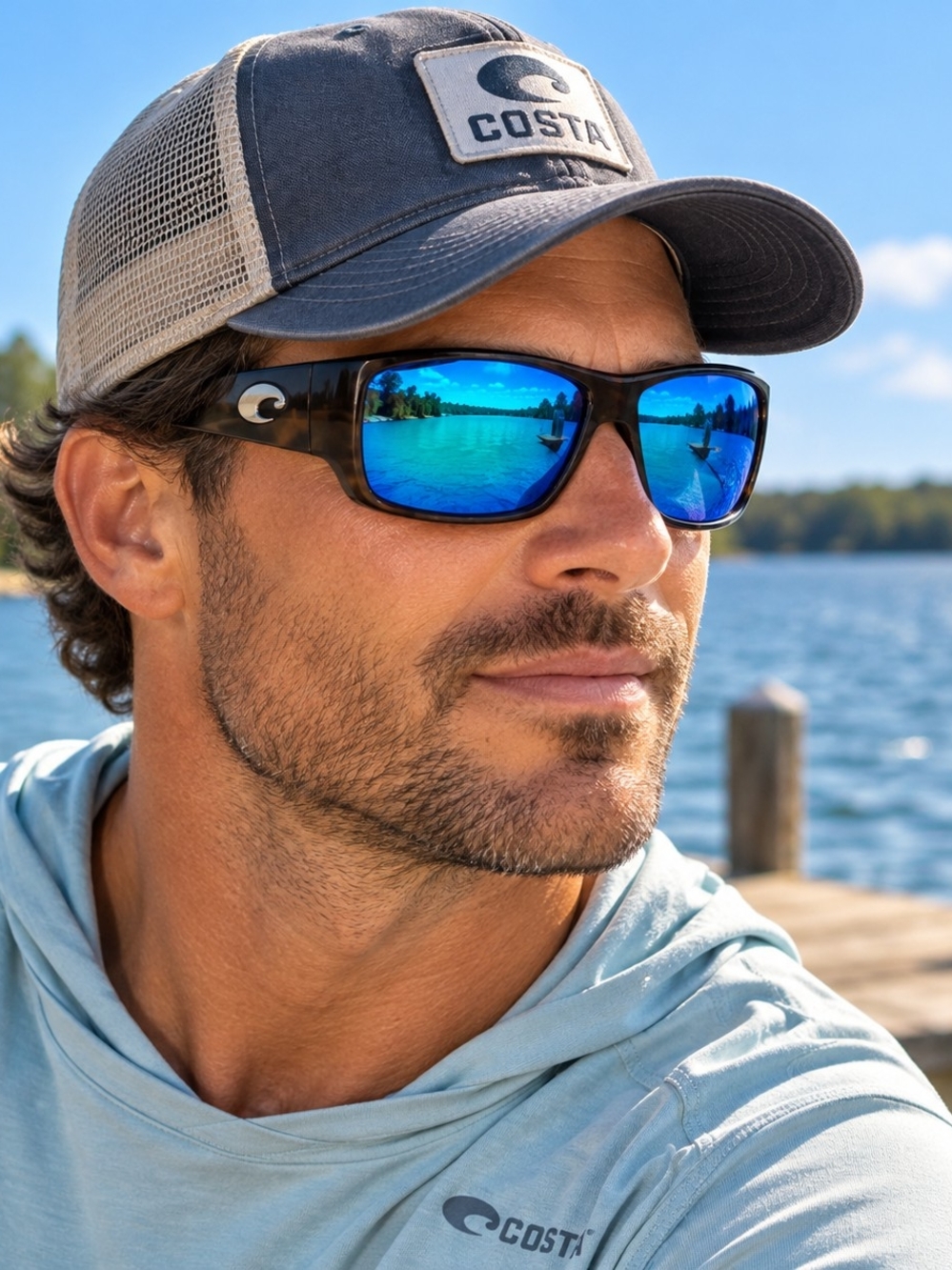 Costa Del Mar Cat Cay 580G Blue Mirror Polarized Glass Sunglasses Tortoise